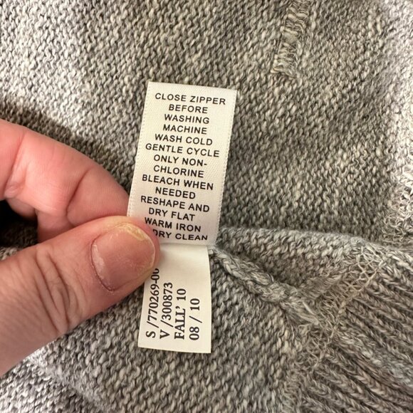 Banana Republic Grey Zipper Cardigan Cotton High Neck Size L - Picture 6 of 12